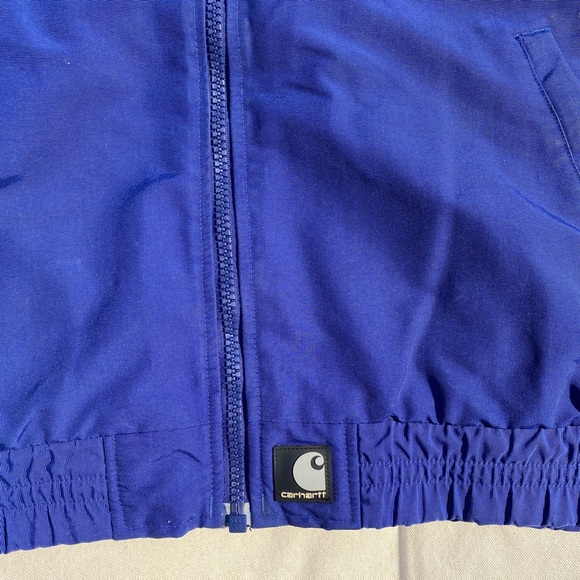 Vintage Y2K Carhartt Royal Blue Zip-Up Lined Fleece Nylon Cold Weather Jacket L - Picture 10 of 10